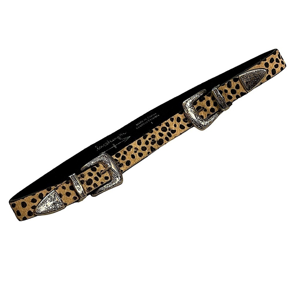 Love Strength Hair on Hide Cheetah Print Double Buckle Set Waist Belt Size Large